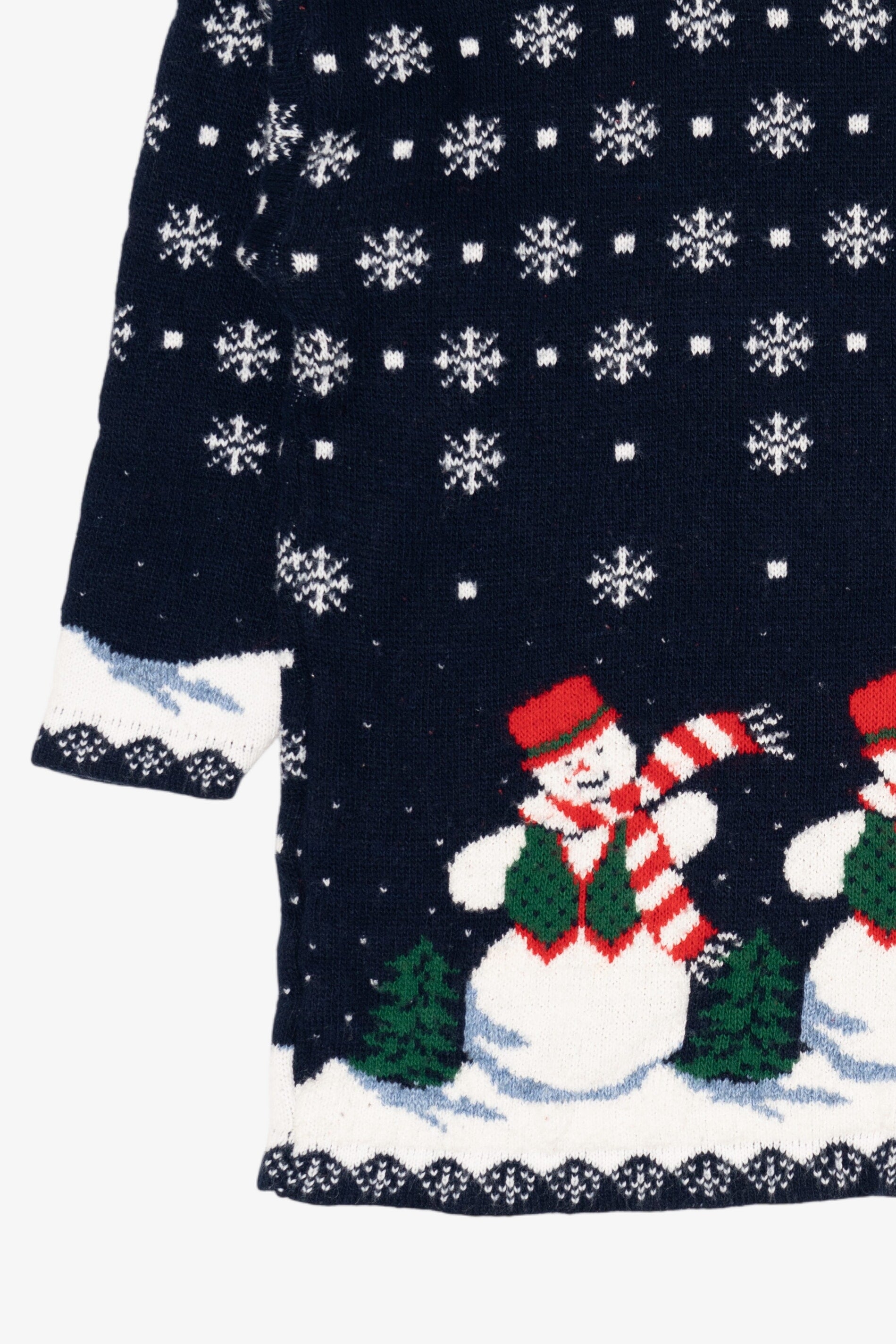 Vintage Navy Blue Snowmen Ugly Christmas Pullover (1990s)