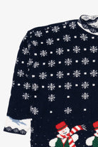 Vintage Navy Blue Snowmen Ugly Christmas Pullover (1990s)