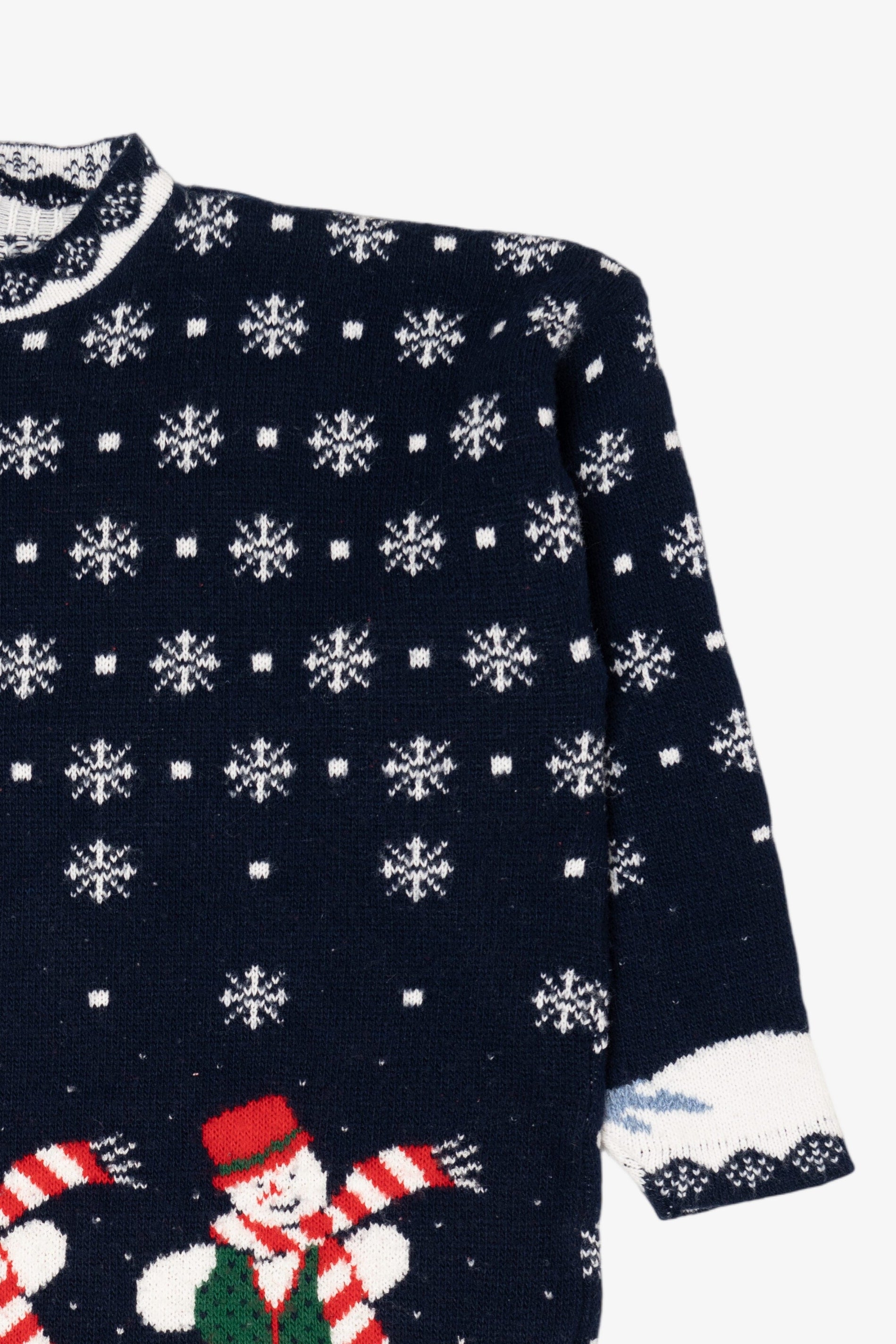 Vintage Navy Blue Snowmen Ugly Christmas Pullover (1990s)