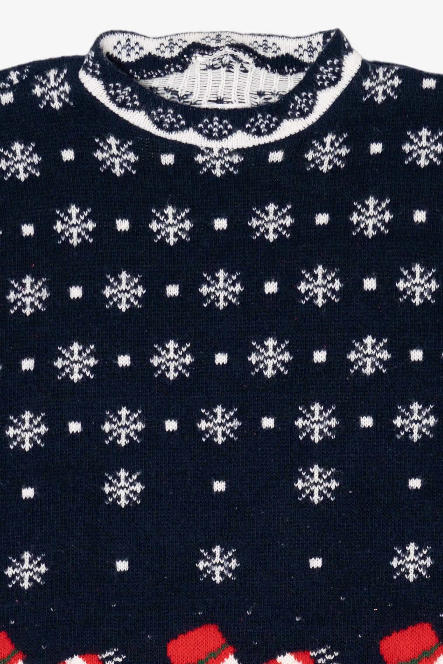 Vintage Navy Blue Snowmen Ugly Christmas Pullover (1990s)