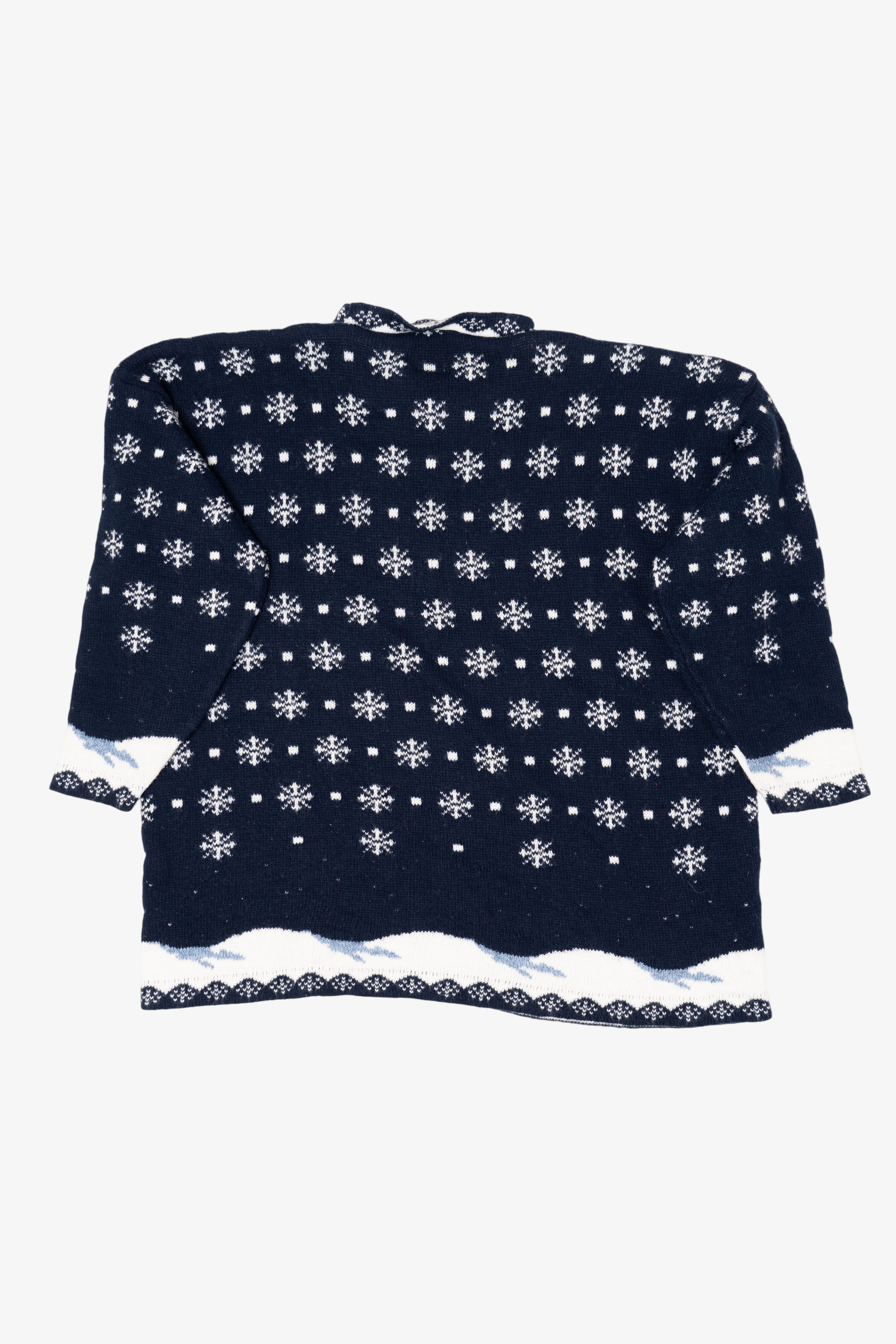 Vintage Navy Blue Snowmen Ugly Christmas Pullover (1990s)