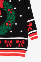 Vintage Black Knitwaves Wreaths Ugly Christmas Pullover (1980s)
