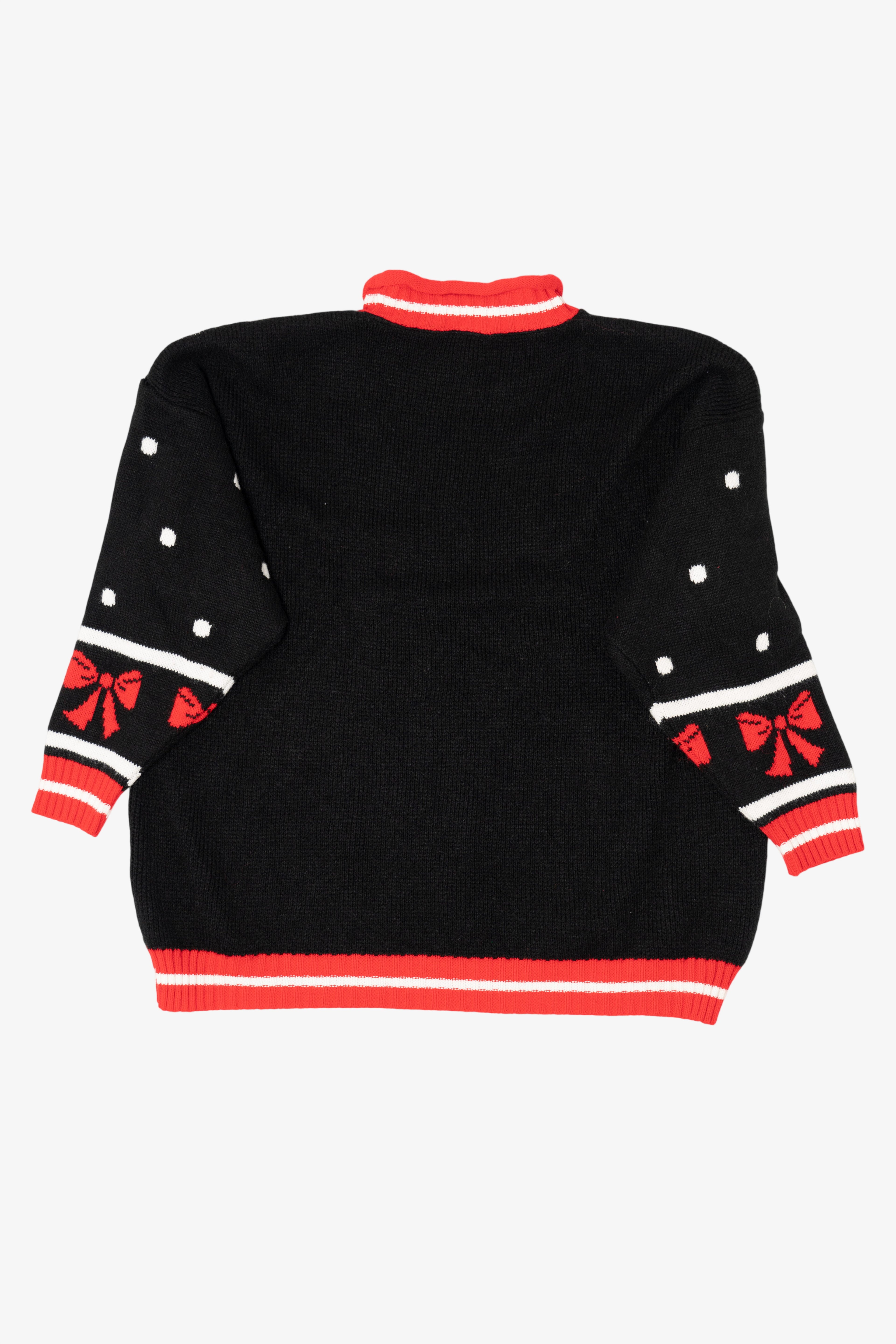 Vintage Black Knitwaves Wreaths Ugly Christmas Pullover (1980s)