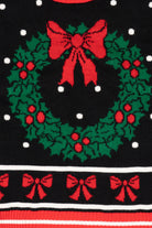 Vintage Black Knitwaves Wreaths Ugly Christmas Pullover (1980s)
