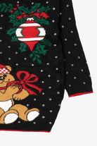 Vintage Black Holiday Time Teddy Bear Ugly Christmas Pullover (1990s)