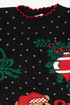 Vintage Black Holiday Time Teddy Bear Ugly Christmas Pullover (1990s)