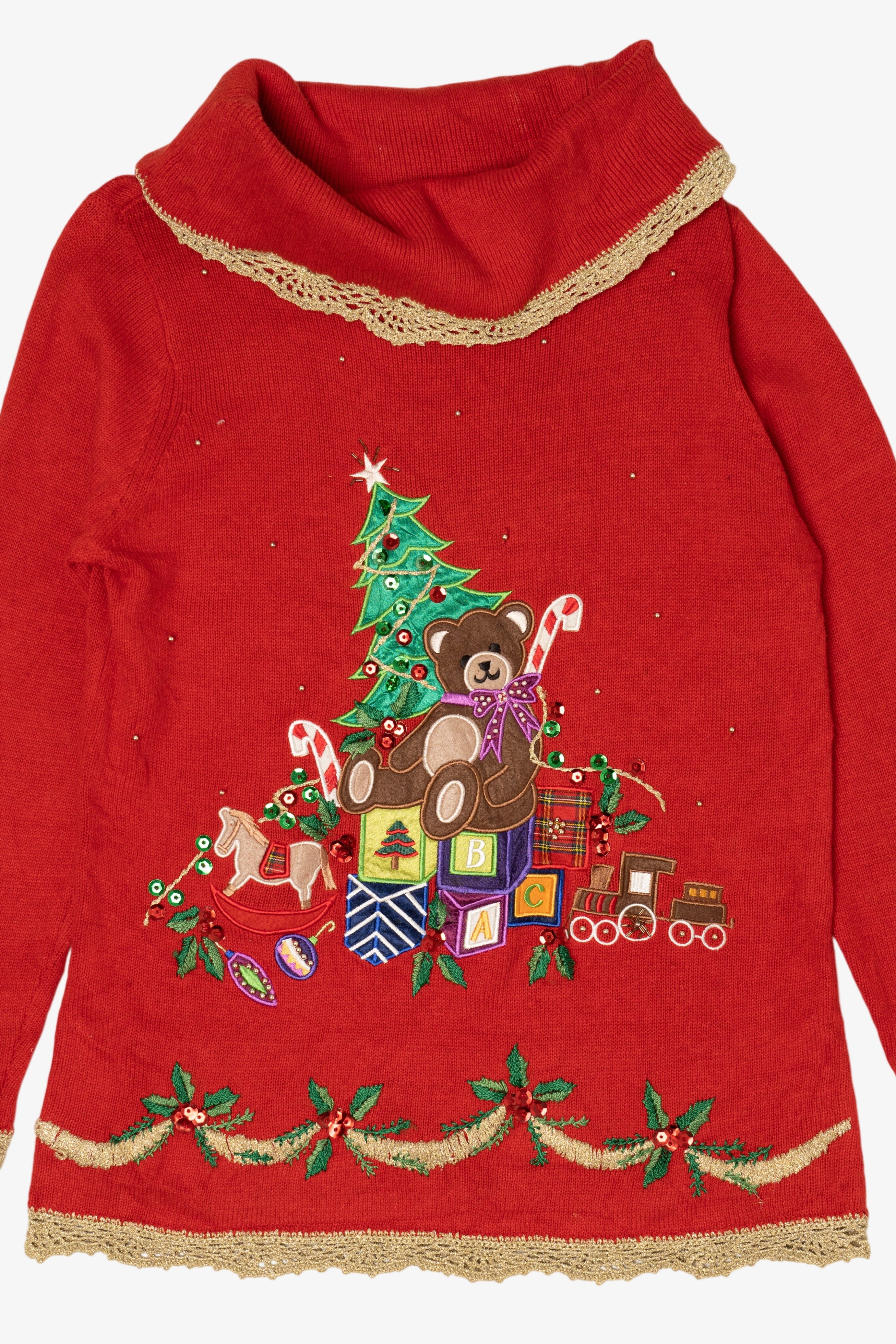 Vintage Red Kikit Presents Cowl Turtleneck Ugly Christmas Pullover (2000s)