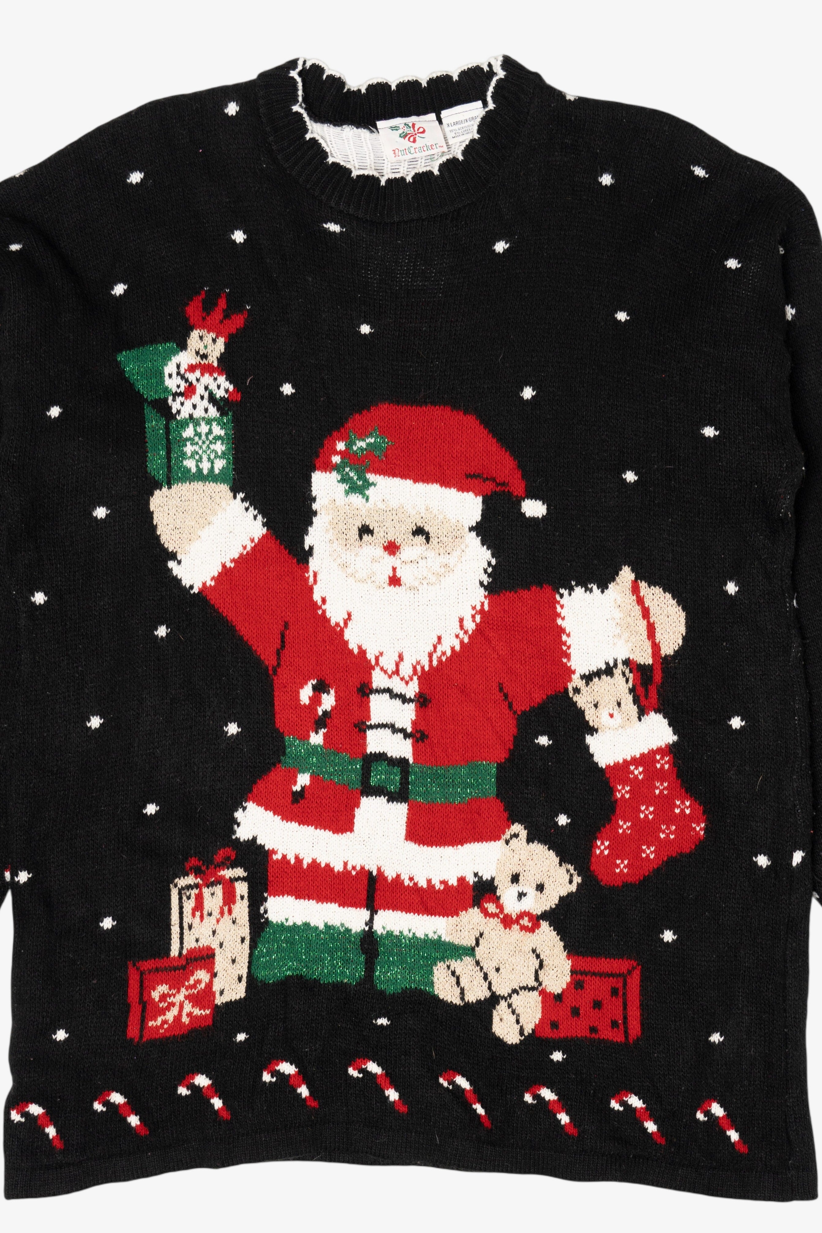 Vintage Black Nutcracker Santa Ugly Christmas Pullover (1980s)