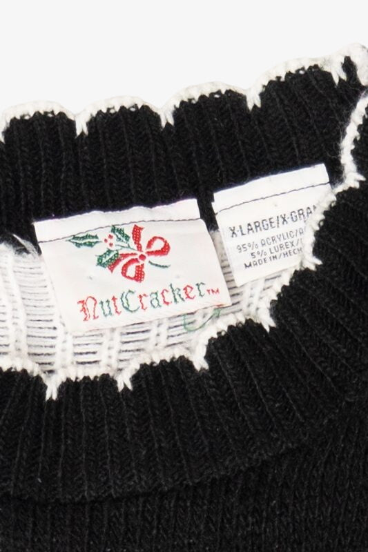 Vintage Black Nutcracker Santa Ugly Christmas Pullover (1980s)