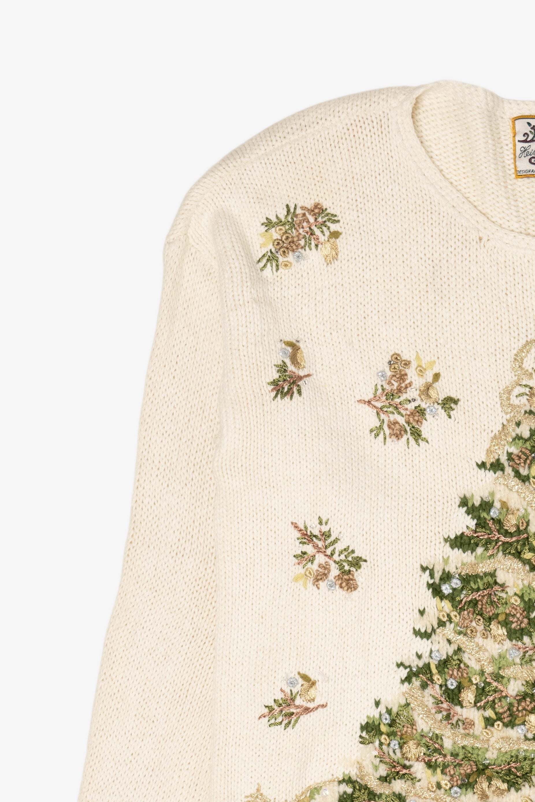 Vintage White Heirloom Collectible Tree Ugly Christmas Pullover (1990s)