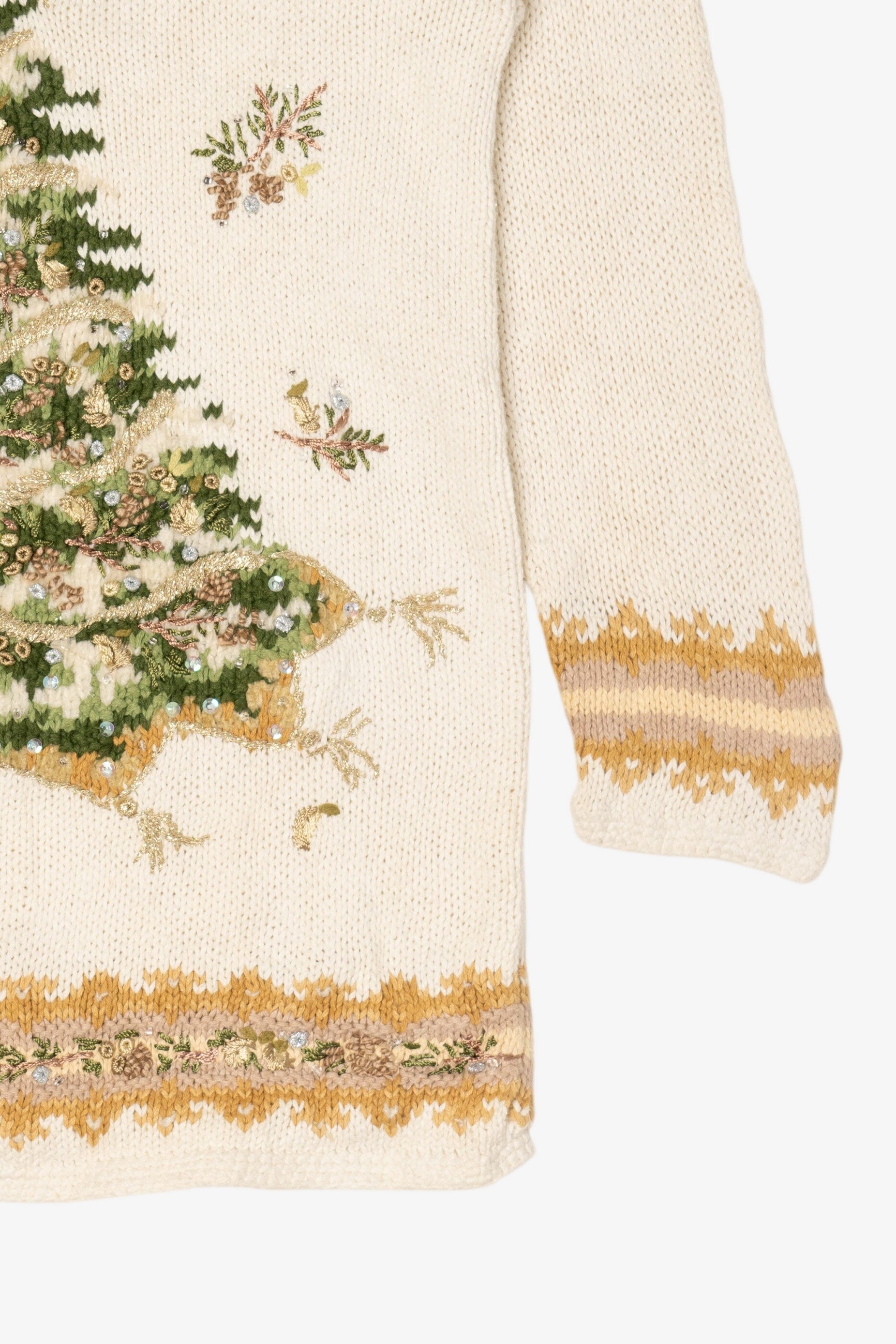 Vintage White Heirloom Collectible Tree Ugly Christmas Pullover (1990s)
