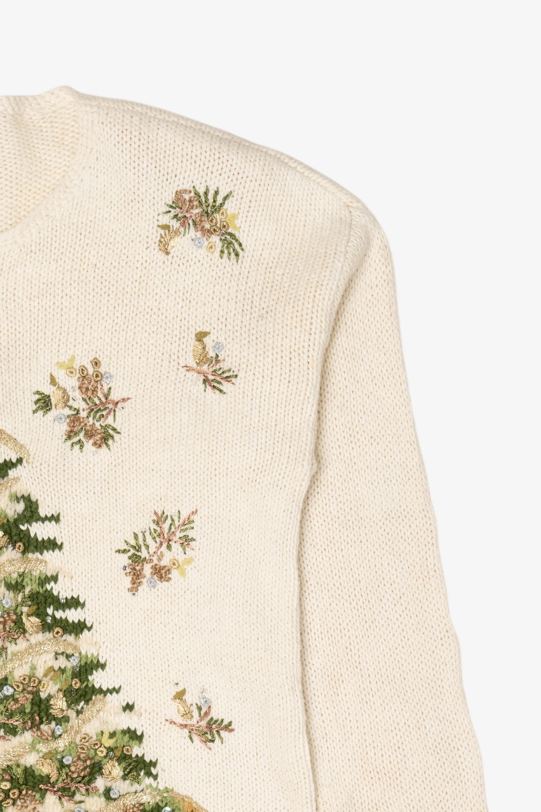Vintage White Heirloom Collectible Tree Ugly Christmas Pullover (1990s)