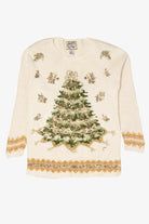 Vintage White Heirloom Collectible Tree Ugly Christmas Pullover (1990s)
