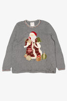 Gray CJ Banks Hand Embroidered Santa Ugly Christmas Pullover (2010s)