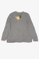 Gray CJ Banks Hand Embroidered Santa Ugly Christmas Pullover (2010s)