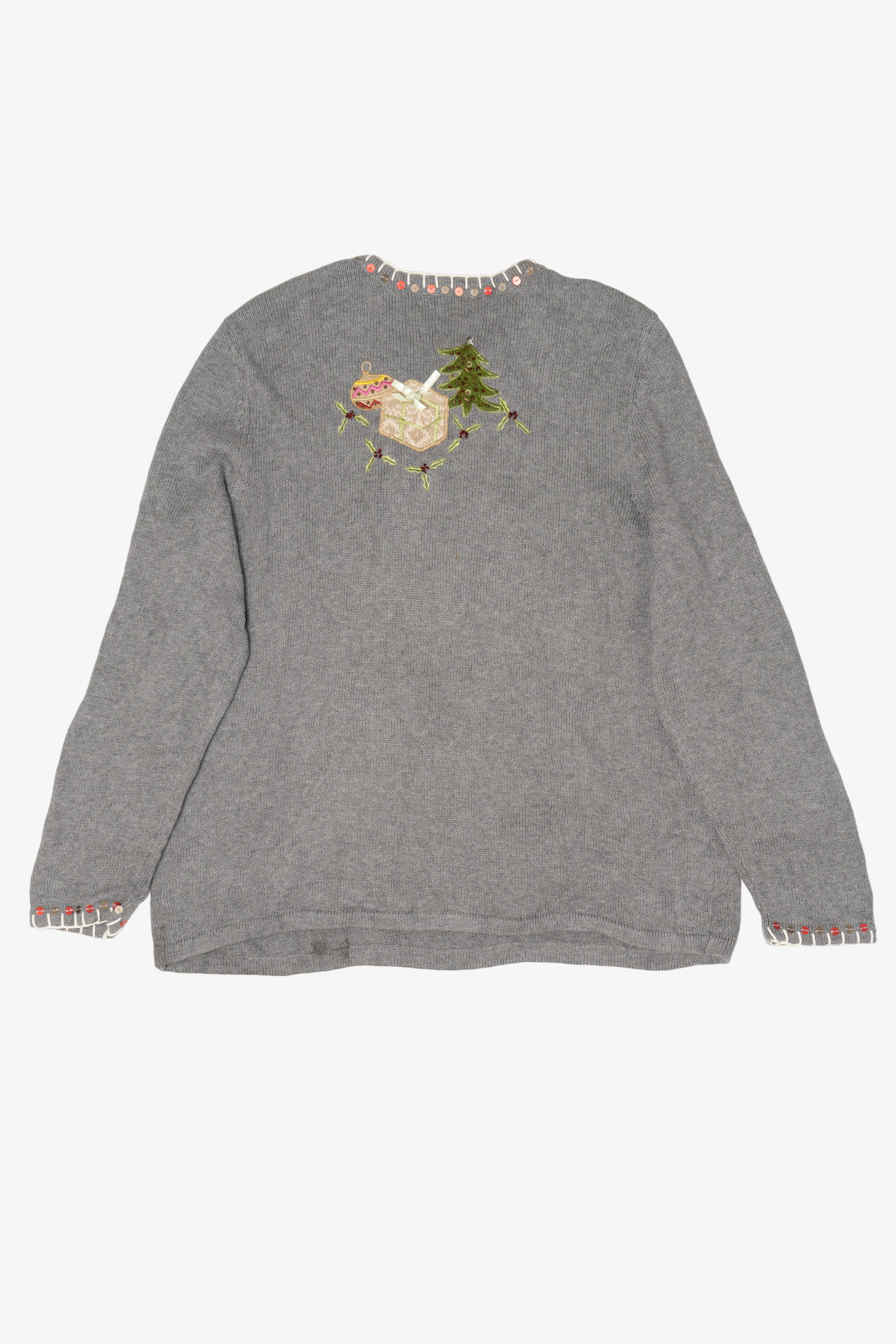 Gray CJ Banks Hand Embroidered Santa Ugly Christmas Pullover (2010s)