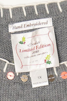 Gray CJ Banks Hand Embroidered Santa Ugly Christmas Pullover (2010s)