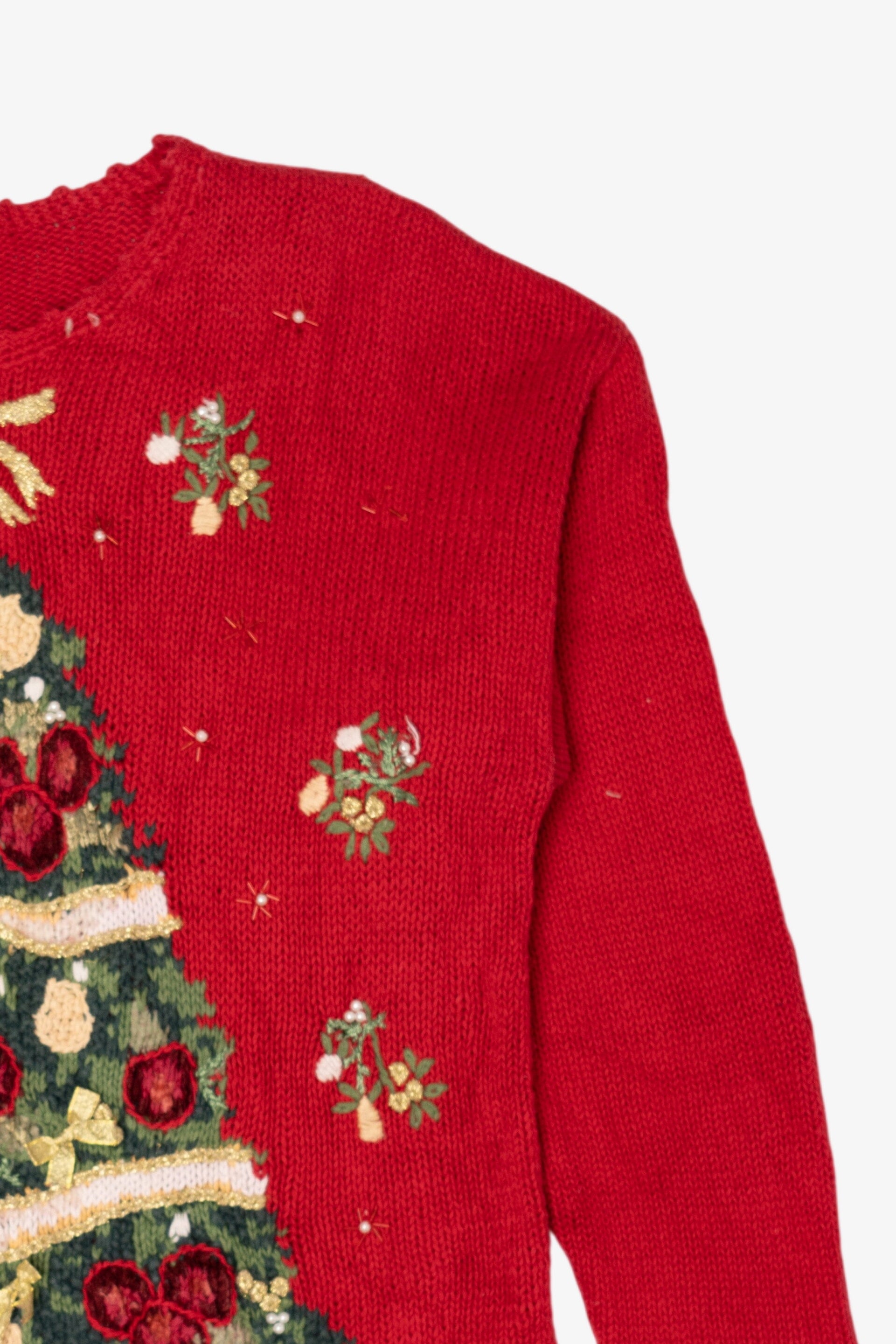 Vintage Red Presents Under The Trees Ugly Christmas Pullover (1990s)