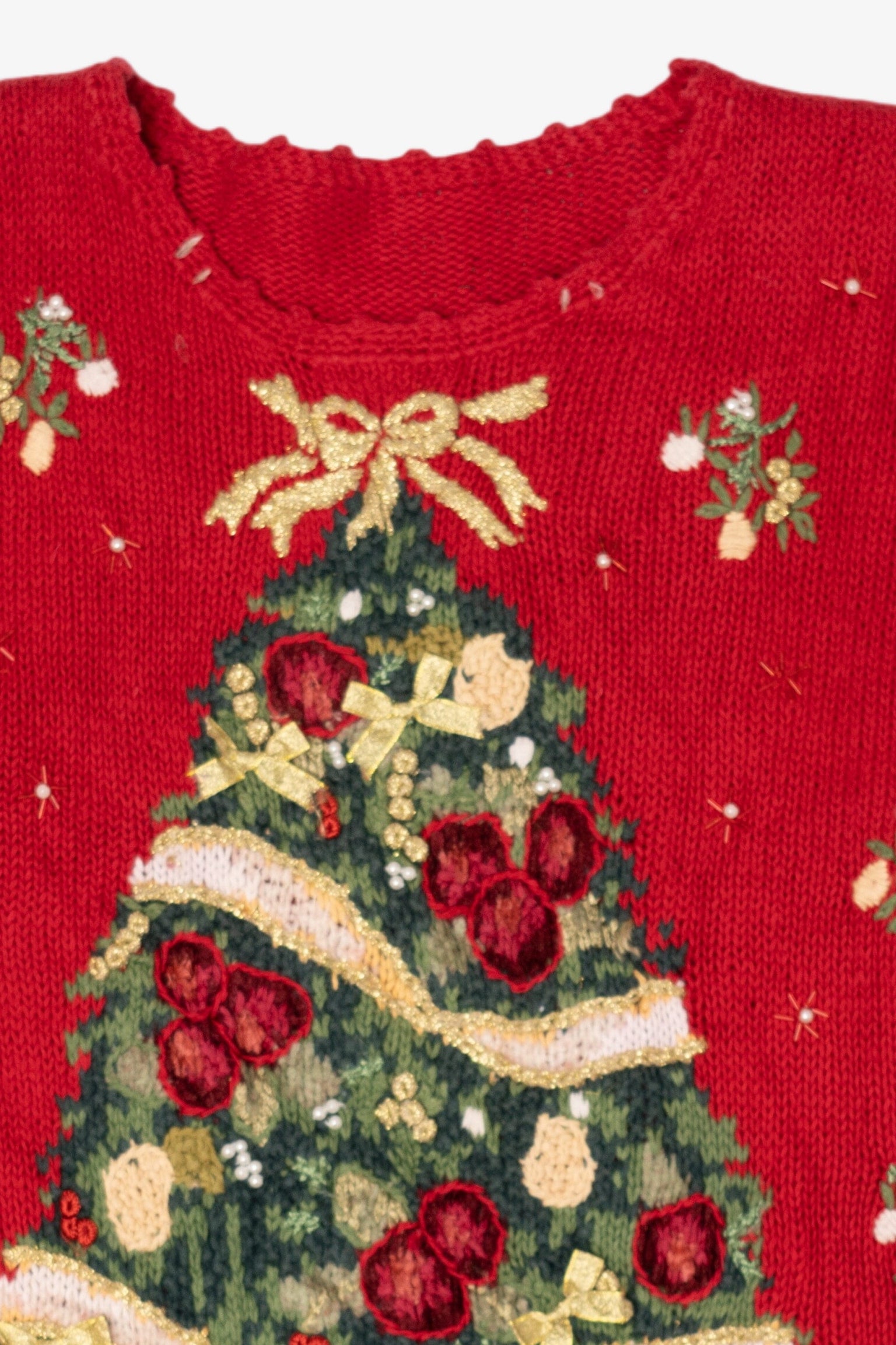 Vintage Red Presents Under The Trees Ugly Christmas Pullover (1990s)