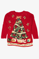 Vintage Red Presents Under The Trees Ugly Christmas Pullover (1990s)