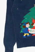 Vintage Blue SML Sport Caroling Ugly Christmas Pullover (1990s)