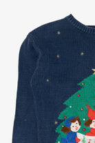 Vintage Blue SML Sport Caroling Ugly Christmas Pullover (1990s)