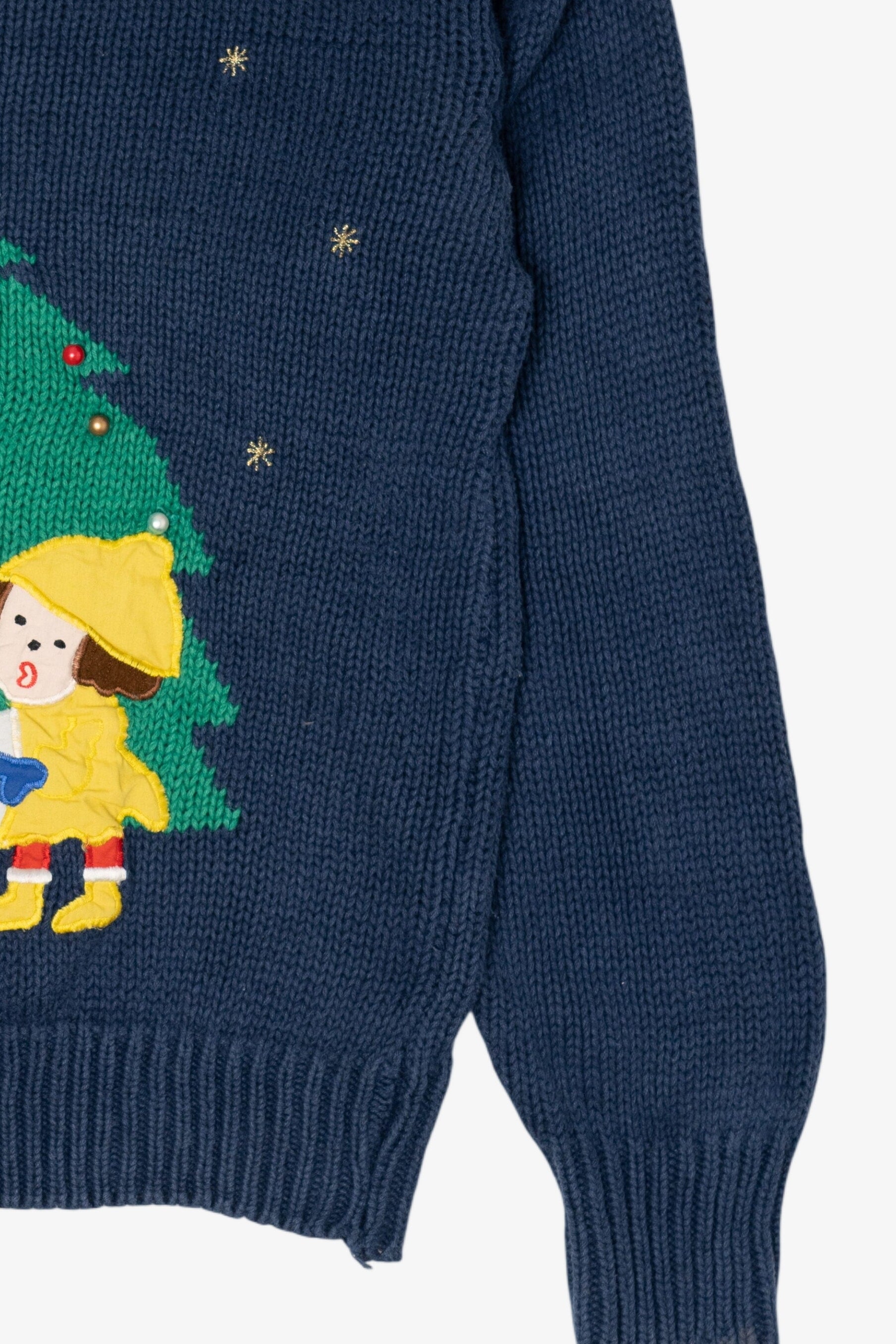 Vintage Blue SML Sport Caroling Ugly Christmas Pullover (1990s)