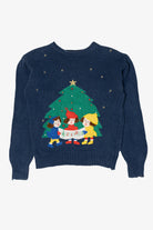 Vintage Blue SML Sport Caroling Ugly Christmas Pullover (1990s)