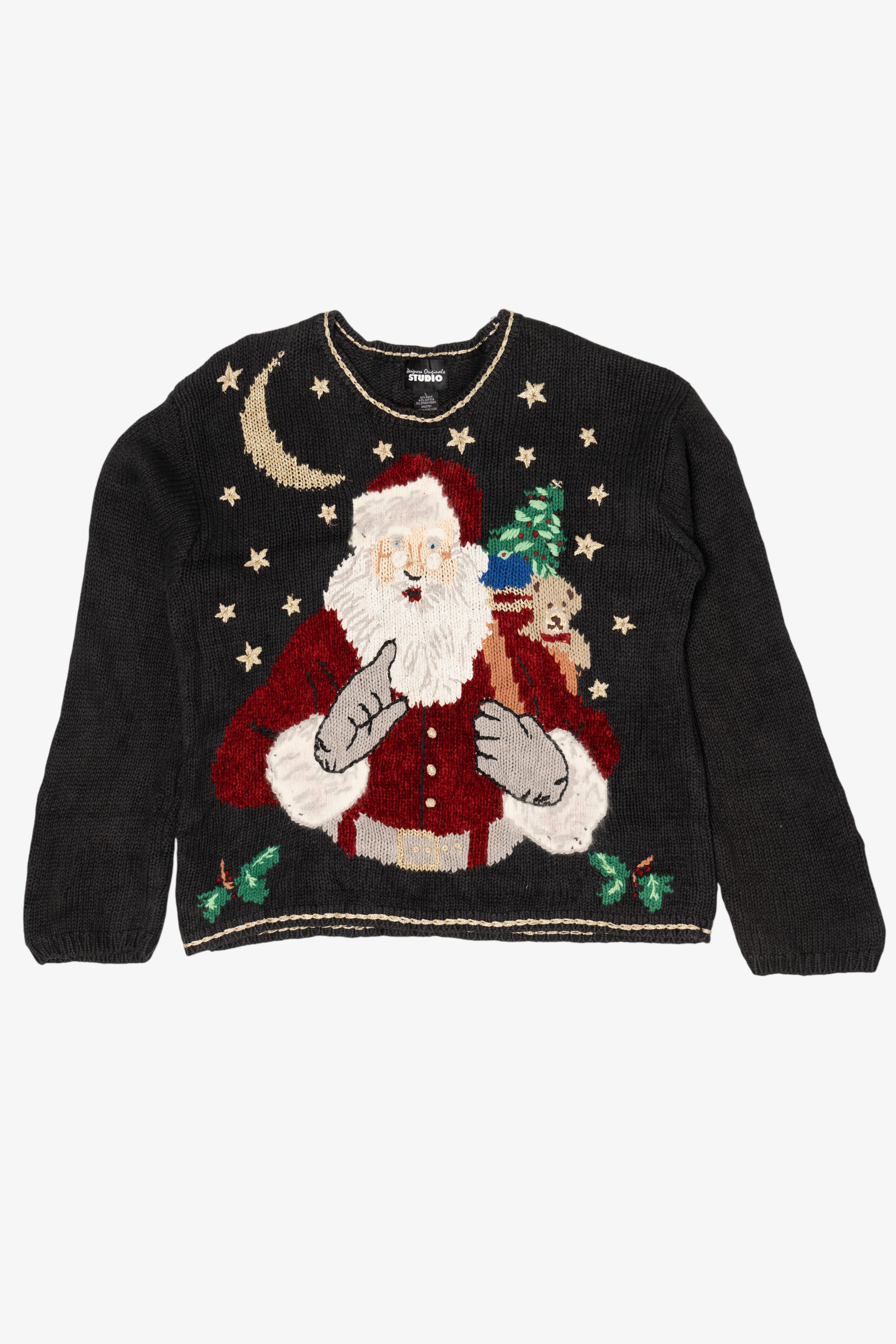 Vintage Black Designers Originals Studio Santa Ugly Christmas Pullover (1990s)