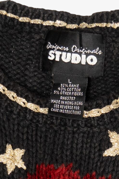 Vintage Black Designers Originals Studio Santa Ugly Christmas Pullover (1990s)