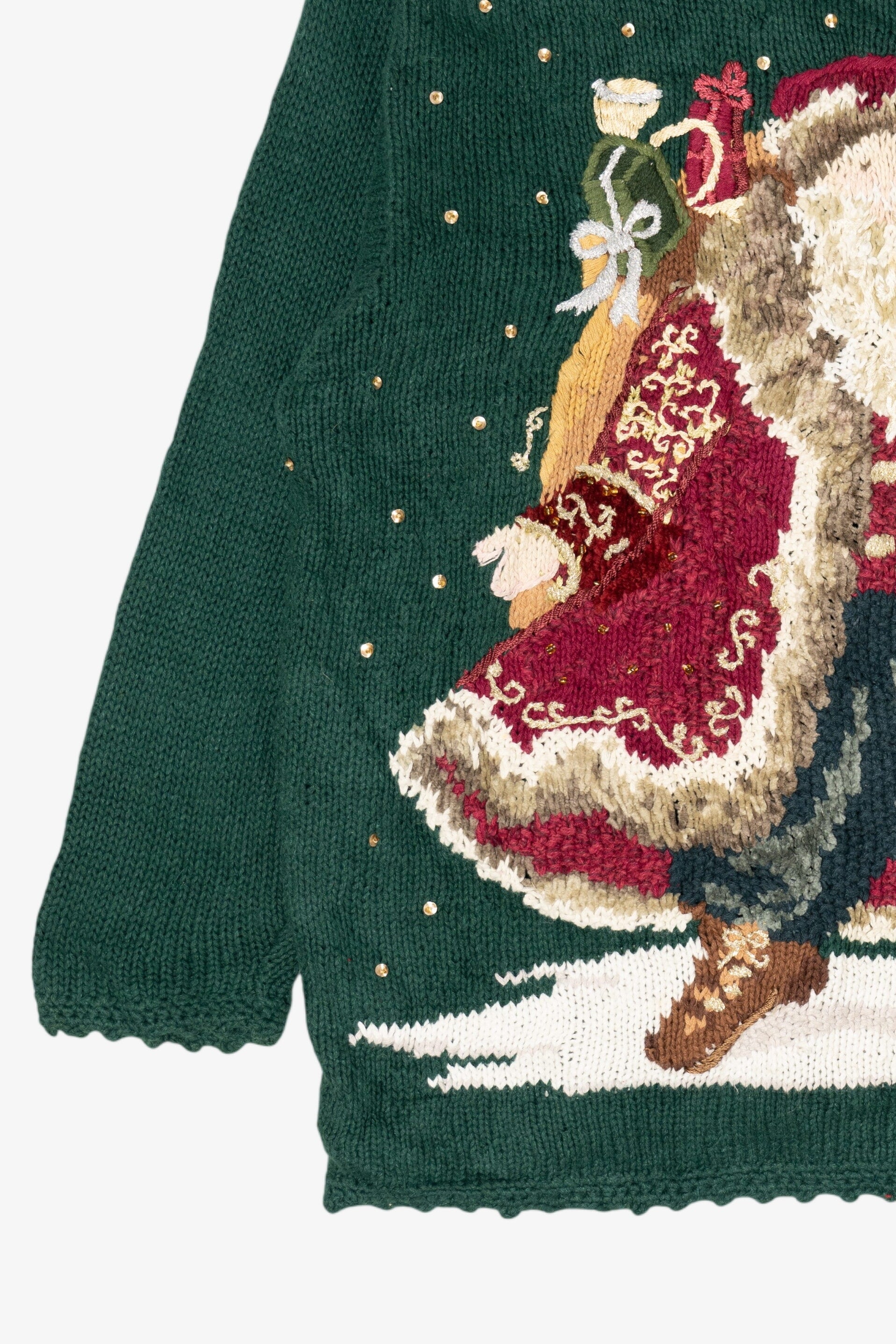 Vintage Green Tiara Women Santa Saint Nick Ugly Christmas Pullover (2000s)