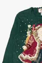 Vintage Green Tiara Women Santa Saint Nick Ugly Christmas Pullover (2000s)