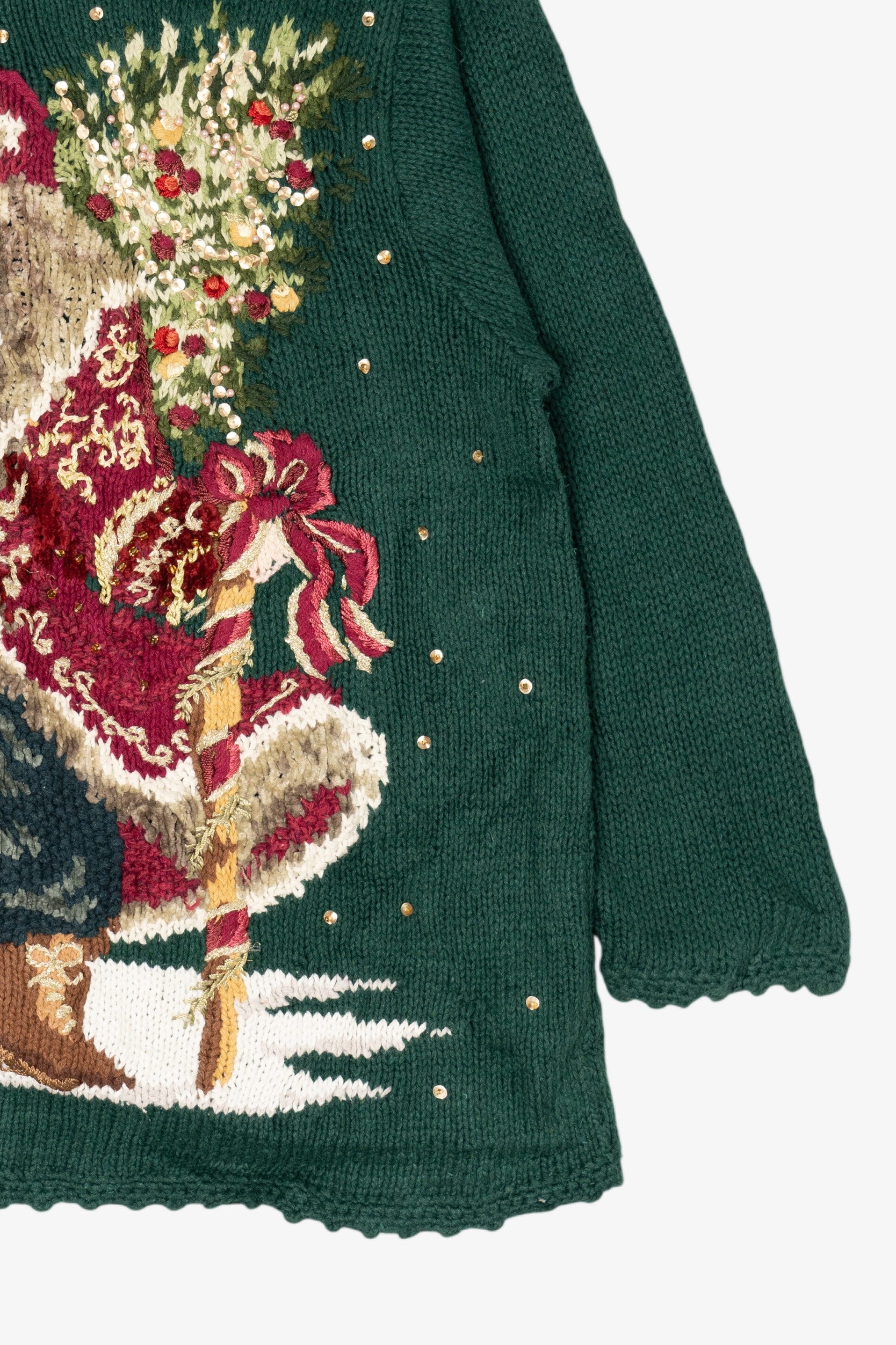 Vintage Green Tiara Women Santa Saint Nick Ugly Christmas Pullover (2000s)