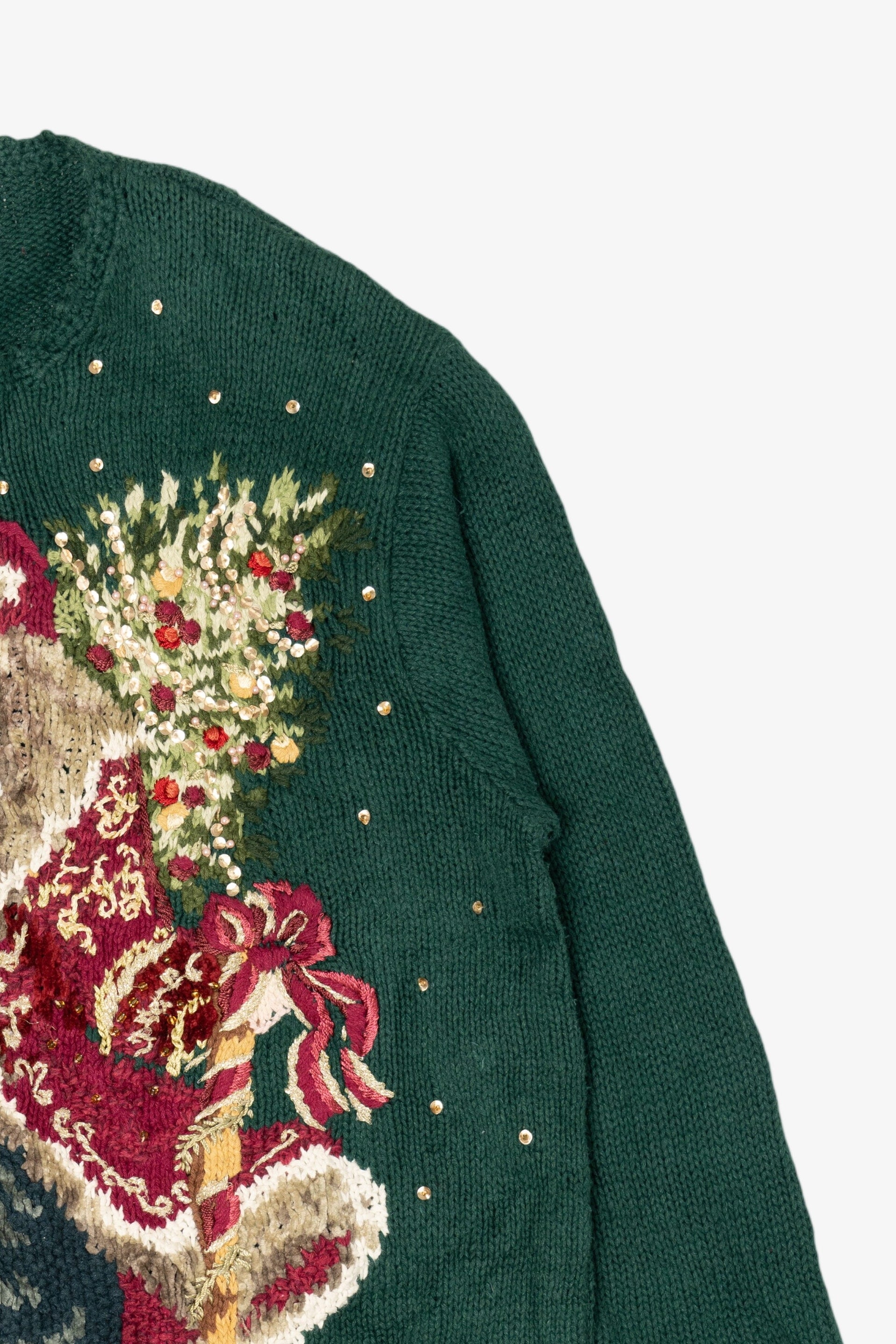 Vintage Green Tiara Women Santa Saint Nick Ugly Christmas Pullover (2000s)