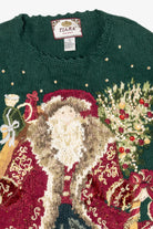 Vintage Green Tiara Women Santa Saint Nick Ugly Christmas Pullover (2000s)