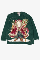 Vintage Green Tiara Women Santa Saint Nick Ugly Christmas Pullover (2000s)