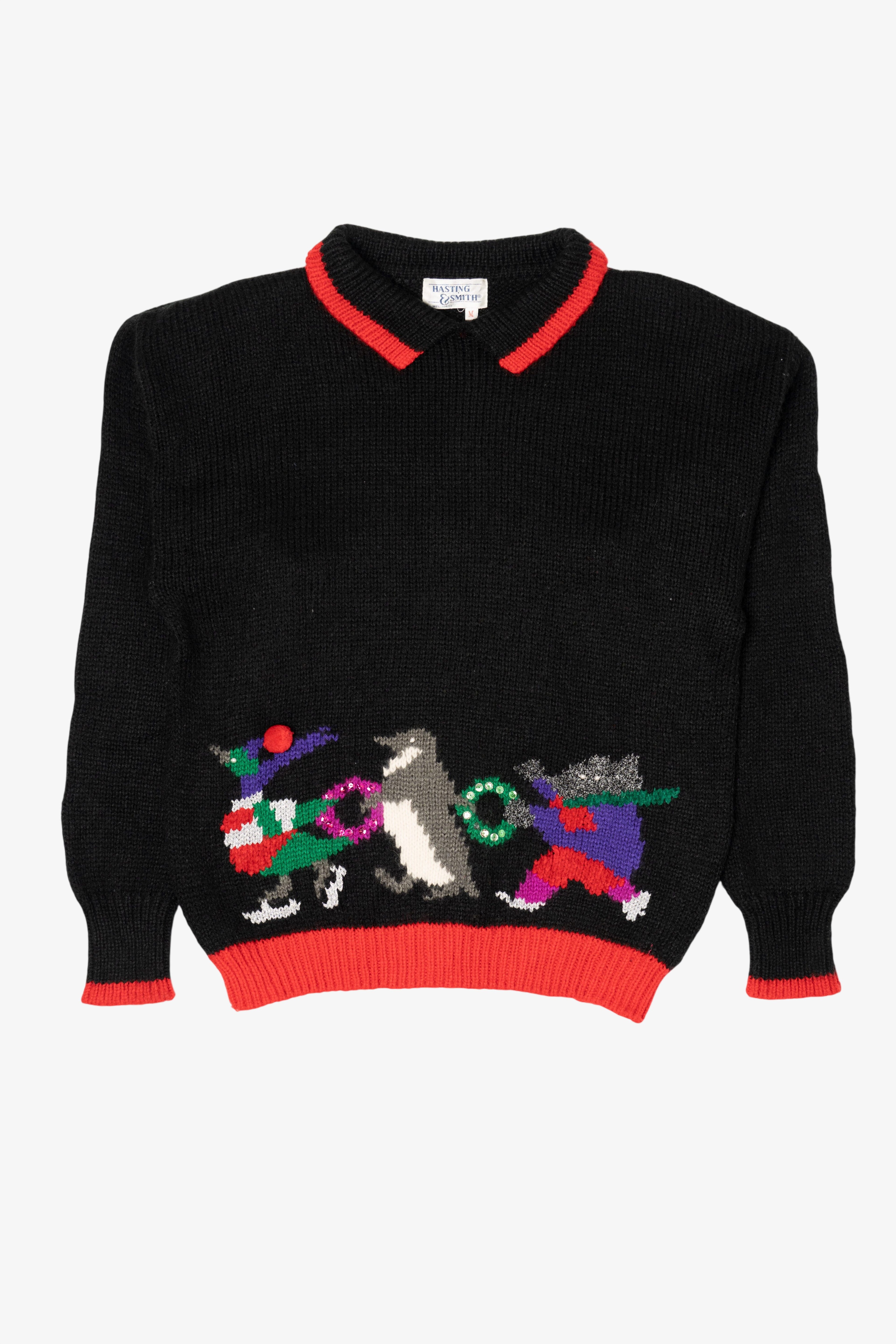 Vintage Black Hasting & Smith Ugly Christmas Pullover (1980s)