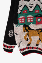 Vintage Black Sleigh Ride American Sweater Ugly Christmas Pullover (1980s)