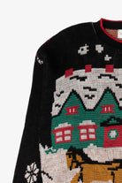 Vintage Black Sleigh Ride American Sweater Ugly Christmas Pullover (1980s)