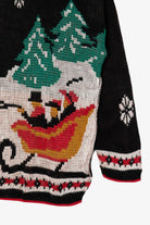Vintage Black Sleigh Ride American Sweater Ugly Christmas Pullover (1980s)