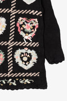 Vintage Black Kathie Lee Wreath Hearts Ugly Christmas Pullover (1990s)