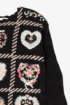 Vintage Black Kathie Lee Wreath Hearts Ugly Christmas Pullover (1990s)