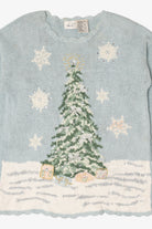 Vintage Light Blue Kathie Lee Tree Ugly Christmas Pullover (1990s)
