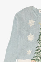 Vintage Light Blue Kathie Lee Tree Ugly Christmas Pullover (1990s)
