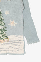 Vintage Light Blue Kathie Lee Tree Ugly Christmas Pullover (1990s)