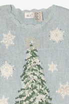 Vintage Light Blue Kathie Lee Tree Ugly Christmas Pullover (1990s)