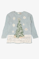 Vintage Light Blue Kathie Lee Tree Ugly Christmas Pullover (1990s)