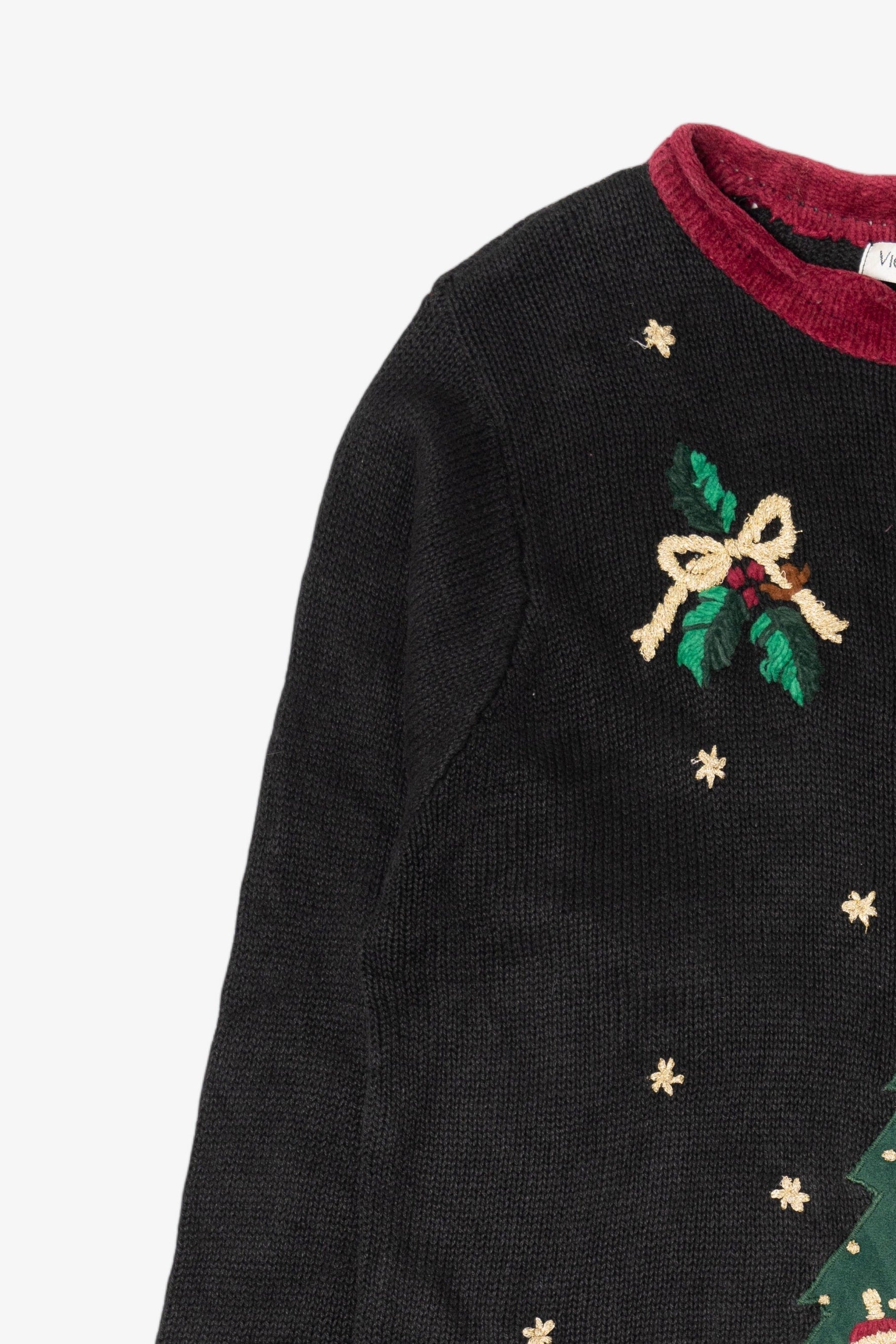 Vintage Black Victoria Jones Bears Decorating Ugly Christmas Pullover (1990s)