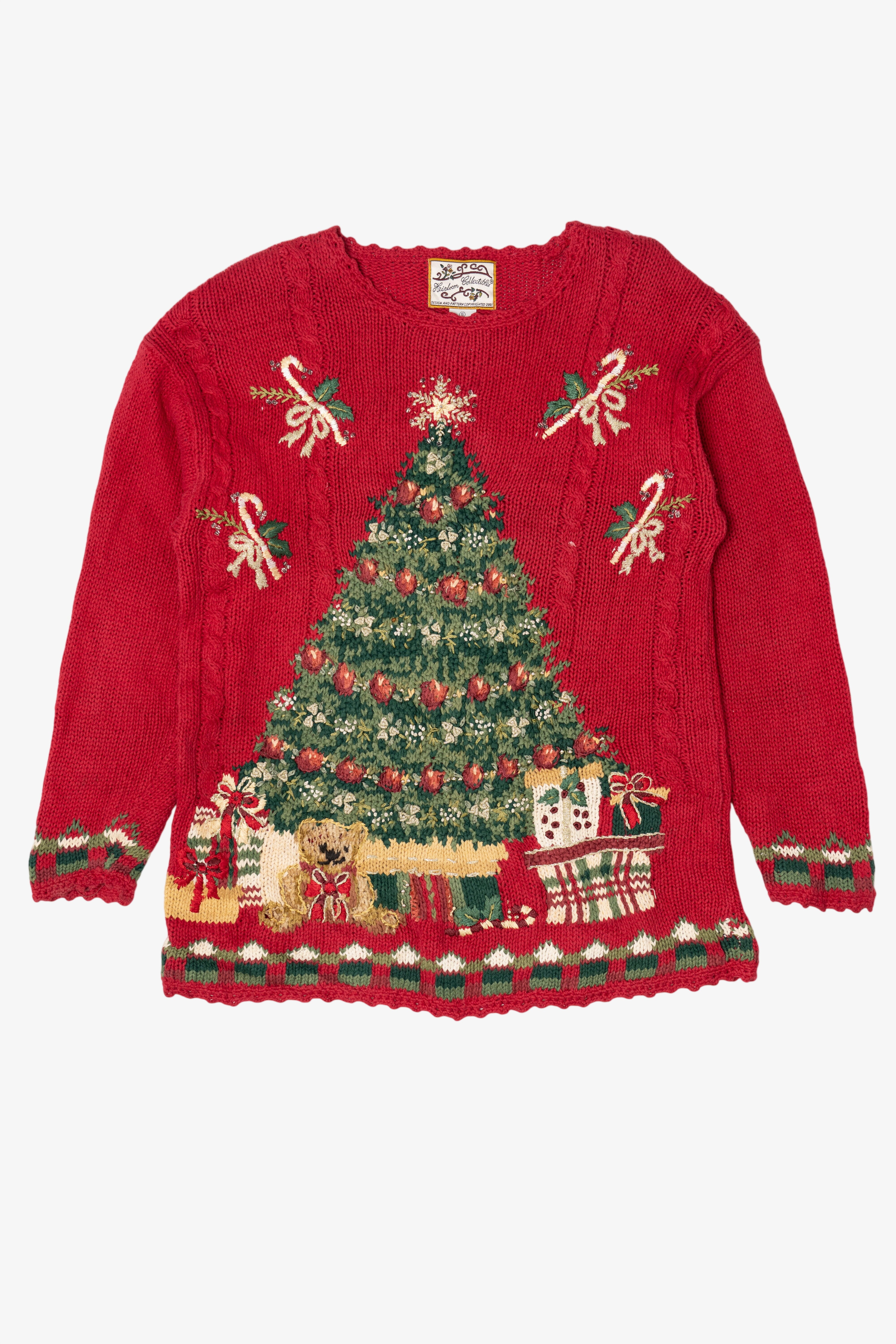 Vintage Red Heirloom Collectible Tree Ugly Christmas Pullover (2000s)