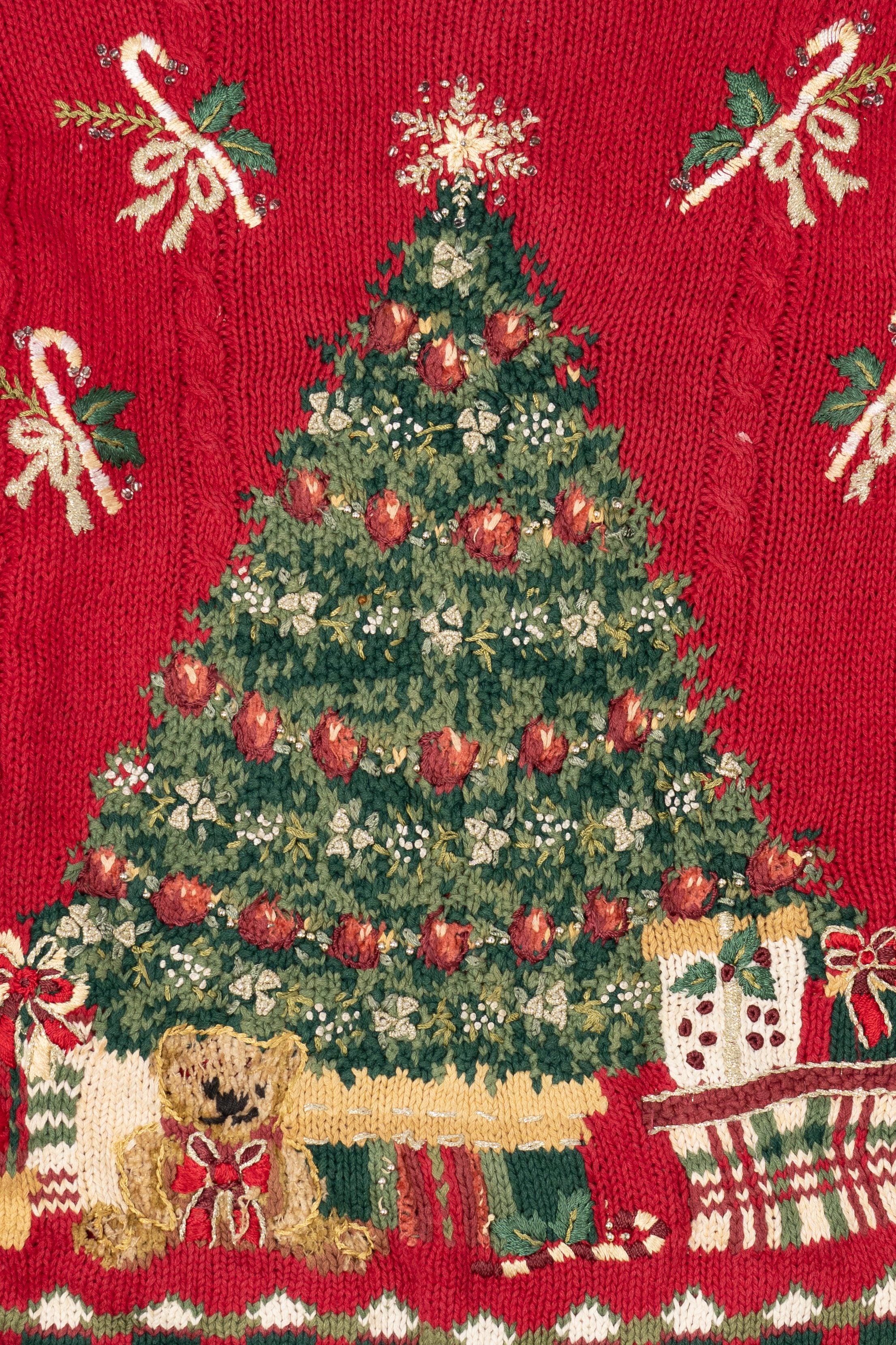 Vintage Red Heirloom Collectible Tree Ugly Christmas Pullover (2000s)